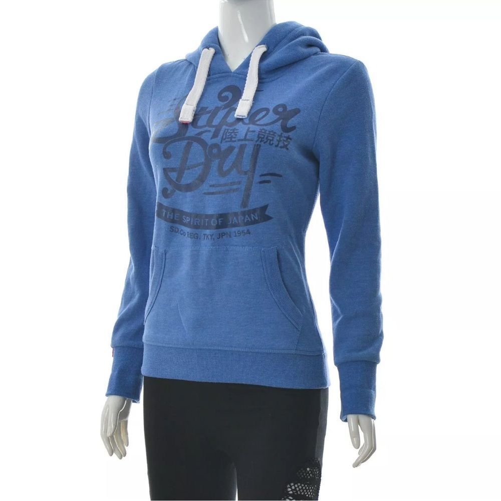 Super dry Vintage Women's Hoodie Pocket Front Graphic Pullover Jumper Hood M